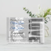 Liebe Verlobung - Blau - Erstellen Sie Ihre eigene Einladung (Stehend Vorderseite)