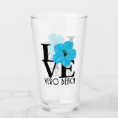 LIEBE Vero Beach Blue Hibiskus Glas (Vorderseite)