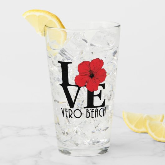 LIEBE Vero Beach Red Hibiskus Glas (Vorderseite Ice)