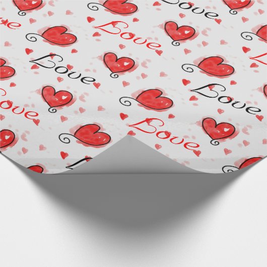 Liebe verpackt Papier mit Herzen Geschenkpapier (Ecke)