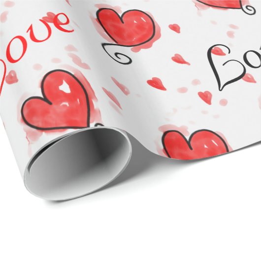 Liebe verpackt Papier mit Herzen Geschenkpapier (Rolleneckpunkt)