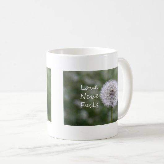 Liebe Versage Dandelion1 Korinther 13 Kaffeetasse (VorderseiteRechts)