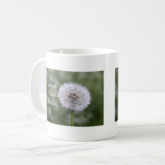 Liebe Versage Dandelion1 Korinther 13 Kaffeetasse (Vorderseite Links)