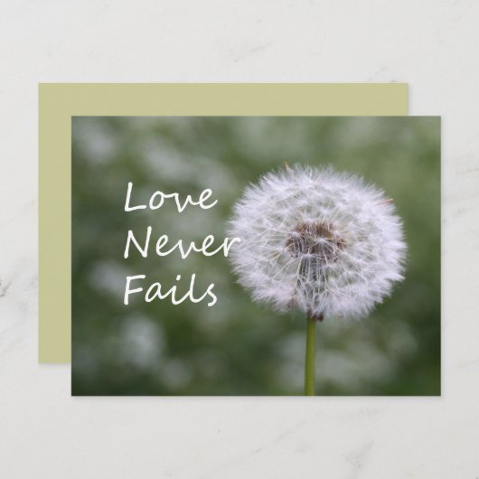 Liebe Versage Dandelion1 Korinther 13 Postkarte (Vorne/Hinten)