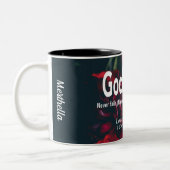 LIEBE VERSAGE NIE | 1 Cor 13:8 | PERSONALISIERT Zweifarbige Tasse (Links)