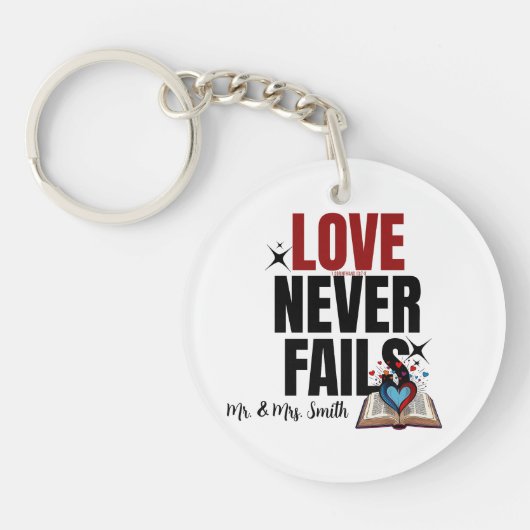 Liebe Versage nie - 1 Korinther 13:7-8 Schlüsselanhänger (Vorderseite)