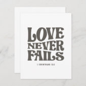 Liebe Versage nie 1 Korinther 13:8 Bibelverse Mitteilungskarte (Vorne/Hinten)