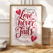 Liebe Versage nie: 1 Korinther 13:8 Poster