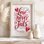 Liebe Versage nie: 1 Korinther 13:8 Poster