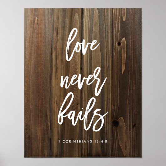 Liebe Versage nie auf Imitaten Wood | Poster (Vorne)