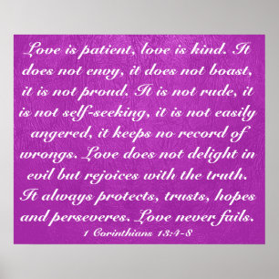 Liebe versage nie Bibelverse 1 Korinther 13:4-8 Poster