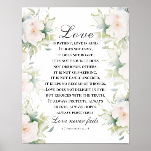 Liebe Versage nie Bibelverse Elegantes Weiß Poster