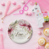 Liebe Versage nie Bibelverse Rosa Blumenhochzeit Pappteller (Party)