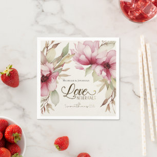 Liebe Versage nie Bibelverse Rosa Blumenhochzeit Serviette