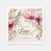 Liebe Versage nie Bibelverse Rosa Blumenhochzeit Serviette (Vorderseite)
