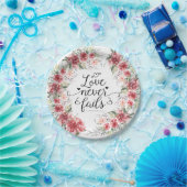 Liebe Versage nie Bibelverse Rosa Blumenreath Pappteller (Party)