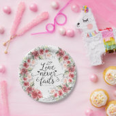 Liebe Versage nie Bibelverse Rosa Blumenreath Pappteller (Party)