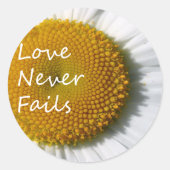 Liebe Versage nie Daisy 1 Korinther 13 Runder Aufkleber (Vorderseite)