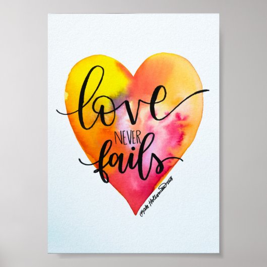 Liebe versage nie - Handgeschriebene Aquarellkunst Poster (Vorne)
