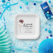 Liebe Versage nie Hochzeit der Bibelburgund-Blume Pappteller (Party)