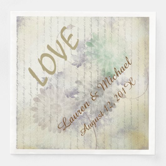 Liebe Versage nie Hochzeit Serviette (Vorderseite)