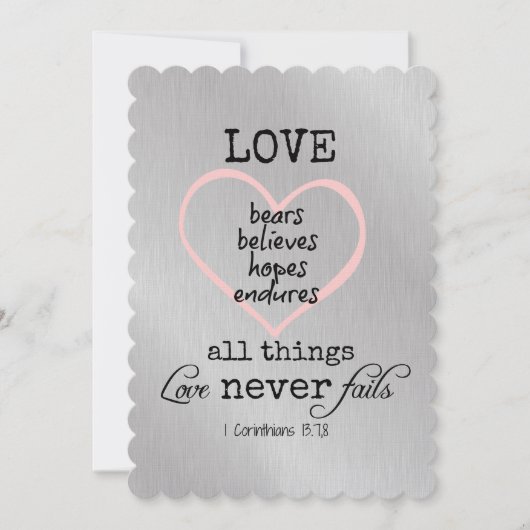 Liebe Versage nie Hochzeit von Bibelversen Einladung (Vorderseite)