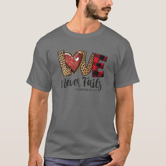 Liebe Versage nie Rainbow Leopard Christlich Valen T-Shirt (Vorderseite)