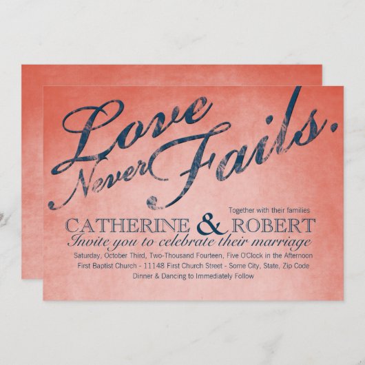 Liebe Versage nie rustikale Hochzeit Einladung (Vorne/Hinten)