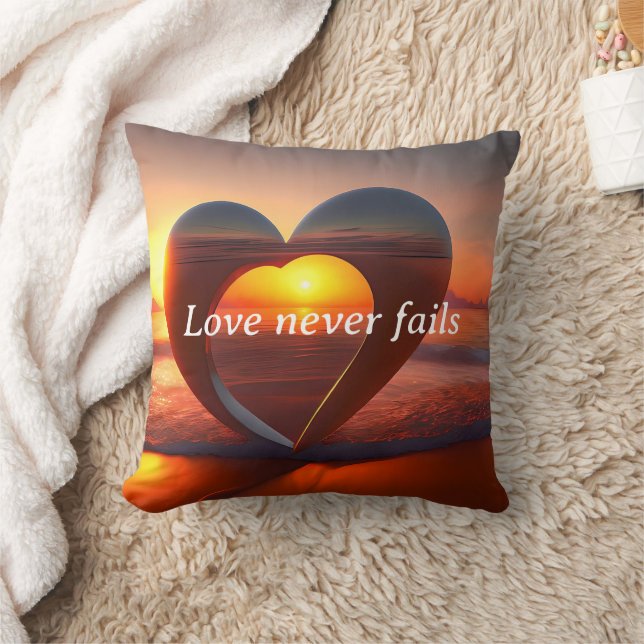 Liebe Versage nie Throw Pillow Heart Beach Sonnenu Kissen (Decke)