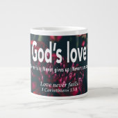 LIEBE VERSAGE NIEMALS Christliche Personalisierte Jumbo-Tasse (Vorderseite)