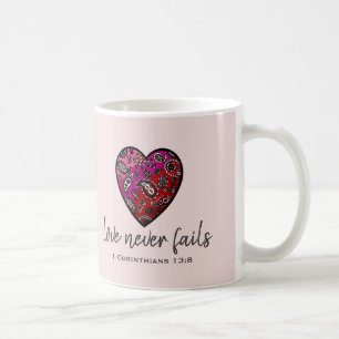 Liebe versagt nie Herz-Tasse Kaffeetasse