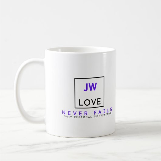 Liebe versagt nie JW Tasse (Links)