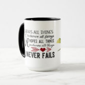 Liebe versagt nie Kardinal 15 Unze. Tasse (Vorderseite Links)