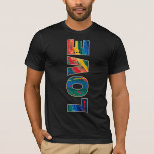 Liebe Vertikaler Regenbogen Schriftart Farbenfrohe T-Shirt