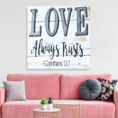 Liebe vertraut immer rustikalem Metall Leinwanddruck (Insitu (Wohnzimmer))