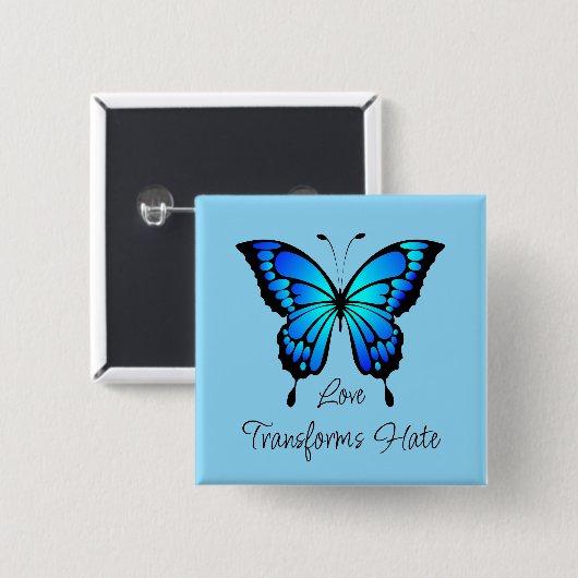 Liebe verwandelt Hate Butterfly Button (Vorne & Hinten)