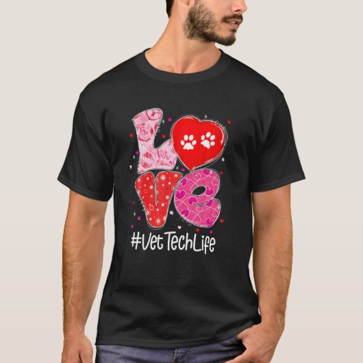 Liebe Veterinär Vet Tech Life Doctor Nurse Valenti T-Shirt (Vorderseite)