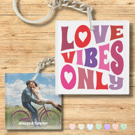 Liebe Vibes Only Red Pink Couple Foto Typografie Schlüsselanhänger