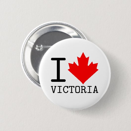 Liebe Victoria, British Columbia Canada Maple Leaf Button (Vorne & Hinten)