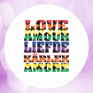 Liebe Viele Sprachen Herz-Regenbogen Runder Aufkleber
