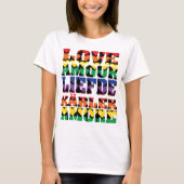 Liebe Viele Sprachen Herz-Regenbogen T-Shirt (Vorderseite)