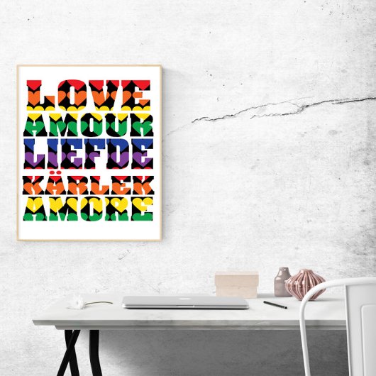 Liebe Viele Sprachen Rainbow Hearts Poster