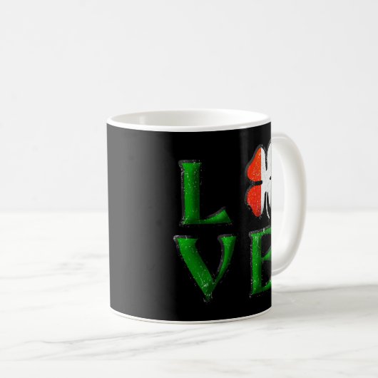 Liebe Vierblättriges Kleeblatt Irish Flag St. Patr Kaffeetasse (VorderseiteRechts)