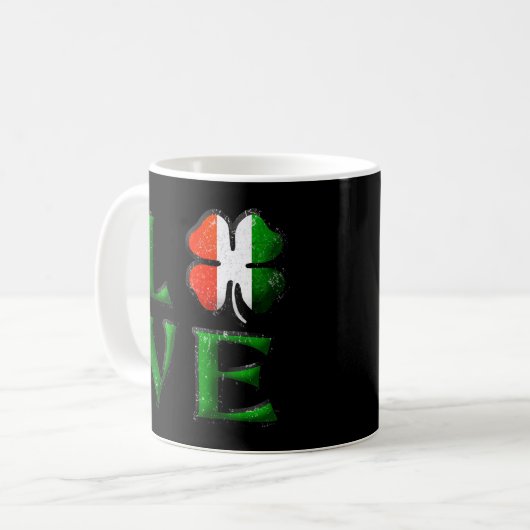 Liebe Vierblättriges Kleeblatt Irish Flag St. Patr Kaffeetasse (Vorderseite Links)