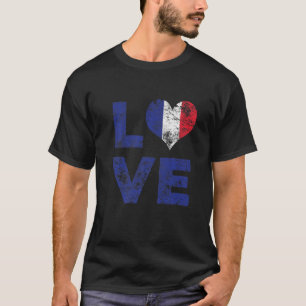 Liebe Vintage Flagge Frankreichs T-Shirt