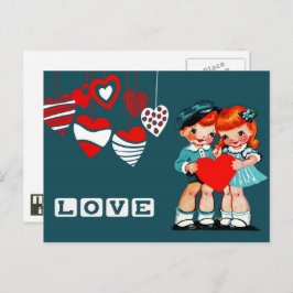 Liebe. Vintage Kinder Valentinstag Postkarten