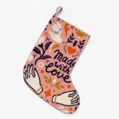 Liebe: Vintage rosa Komposition. Kleiner Weihnachtsstrumpf (Vorderansicht (hängend))