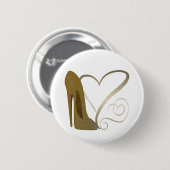 Liebe-Vintage Stilett-Schuh-Kunst und Herzen Button (Vorne & Hinten)