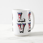 Liebe - Vintage Zirkus Karneval Stil Kaffeetasse (VorderseiteRechts)