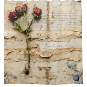 Liebe Vintager Dokumente mit Blume (2) Duschvorhang (Vorderseite)